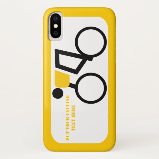 Fietser rijdt op zijn fiets geel, zwart icoon Case-Mate iPhone case (Achterkant)
