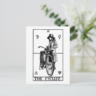 Fietser Tarotkaart Vintage Fietillustratie Briefkaart