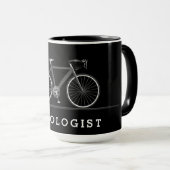 Fietser tekst met grijze fiets mok (Voorkant rechts)