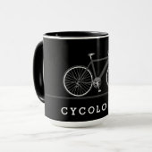 Fietser tekst met grijze fiets mok (Voorkant links)