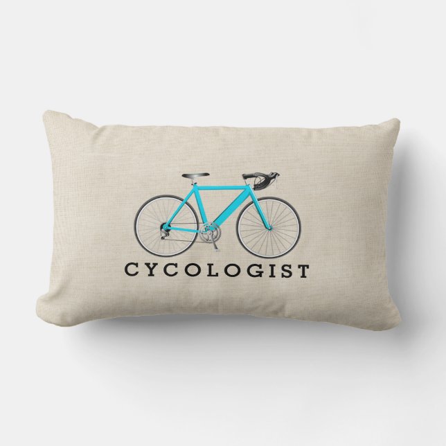 Fietser Turquoise Fiets Op Beige Kussen (Voorkant)