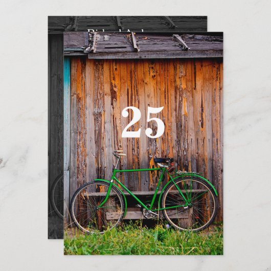 Fietser Verjaardag Uitnodiging - elke leeftijd (Voorkant / Achterkant)