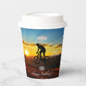 Fietser Verjaardagsfeestje Papier Cup HAMbyWG Papieren Bekers (Voorkant)