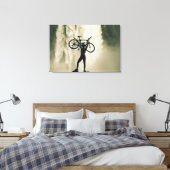 Fietser voor de waterval canvas afdruk (Insitu (Slaapkamer))
