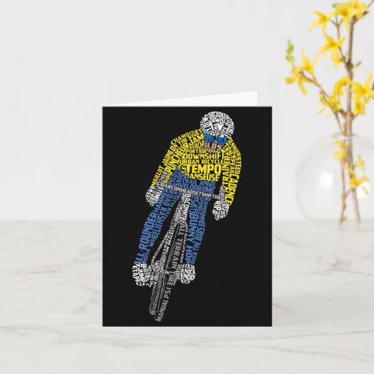 Fietser Word Art Fiets Kaart (Gele Bloem)