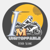 Fietser zon schijnt motivatie niet te stoppen ronde sticker (Voorkant)