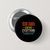 Fietserende opa weet alles vaderdag retro ronde button 5,7 cm (Voorkant /achterkant)