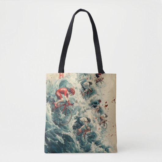 Fietsers die de tsunami ontvluchten tote bag (Voorkant)