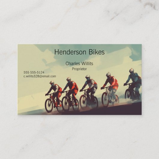 Fietsers op een onverharde weg visitekaartje (Voorkant)