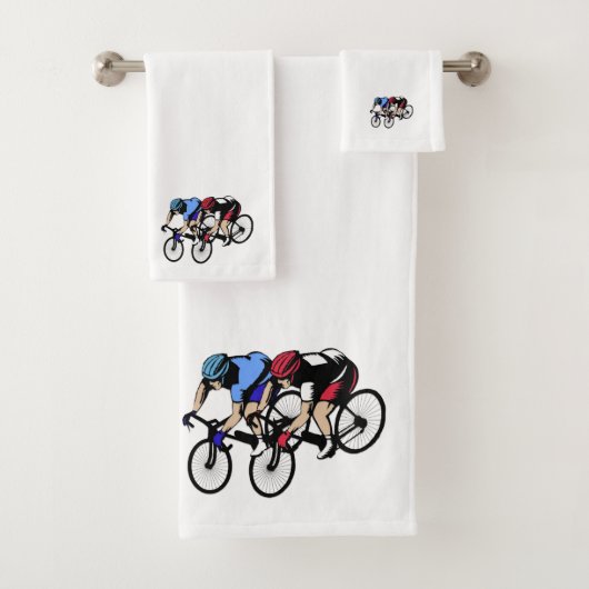 Fietserscyclus blauw en rood bad handdoek (Insitu)
