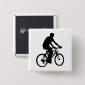 Fietsersilhouet Vierkante Button 5,1 Cm (Voorkant /achterkant)
