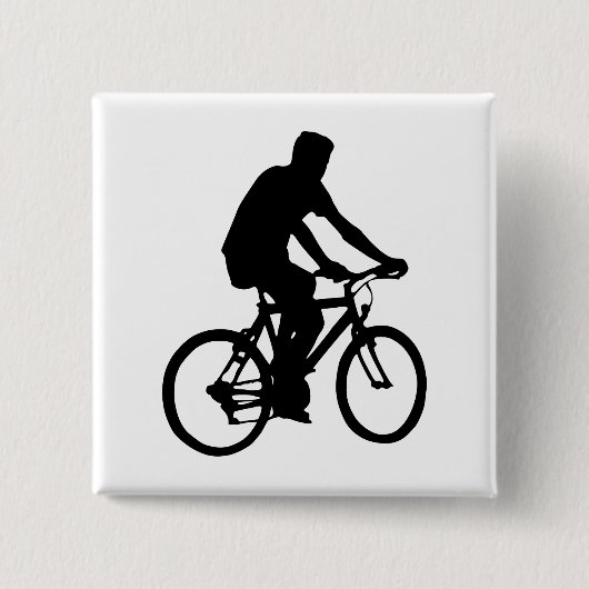 Fietsersilhouet Vierkante Button 5,1 Cm (Voorkant)