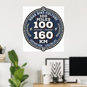 Fietseuwcenturirit 100 mijl 160 KM  Poster (Thuiskantoor)