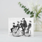 Fietsfamilie -  illustratie fiets briefkaart (Staand voorkant)