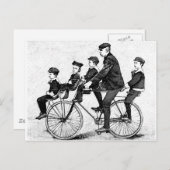 Fietsfamilie -  illustratie fiets briefkaart (Voorkant / Achterkant)