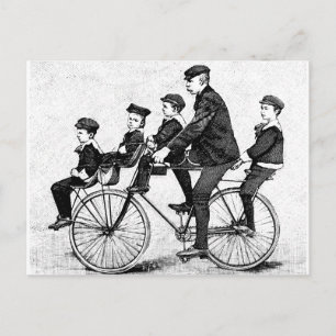 Fietsfamilie - illustratie fiets briefkaart