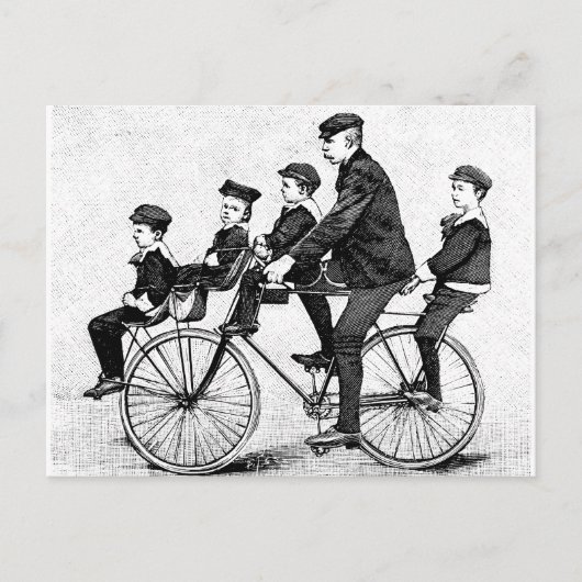 Fietsfamilie -  illustratie fiets briefkaart (Voorkant)