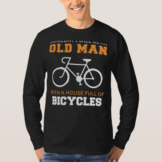 Fietsfeest: Oude Man Op De Fiets T-shirt Voor De T (Voorkant)