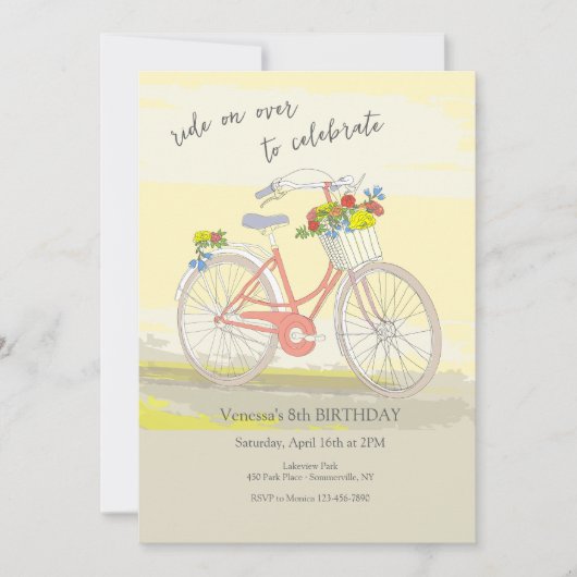 Fietsfeestje voor Meisjes Kaart (Voorkant)