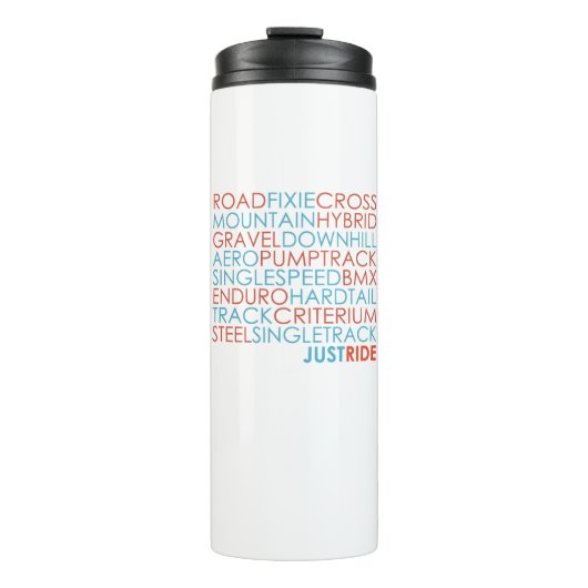 Fietsfietsen fietsen, fietsen, bergen, alleen rijd thermosbeker (Voorkant)