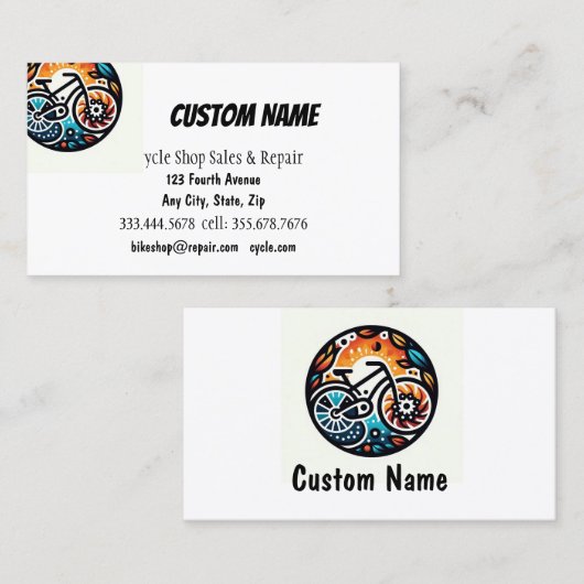 Fietsfietswinkel Verkoop & Reparatie Visitekaartje (Voorkant / Achterkant)
