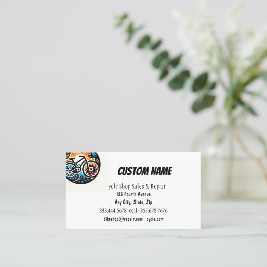 Fietsfietswinkel Verkoop & Reparatie Visitekaartje (Staand voorkant)