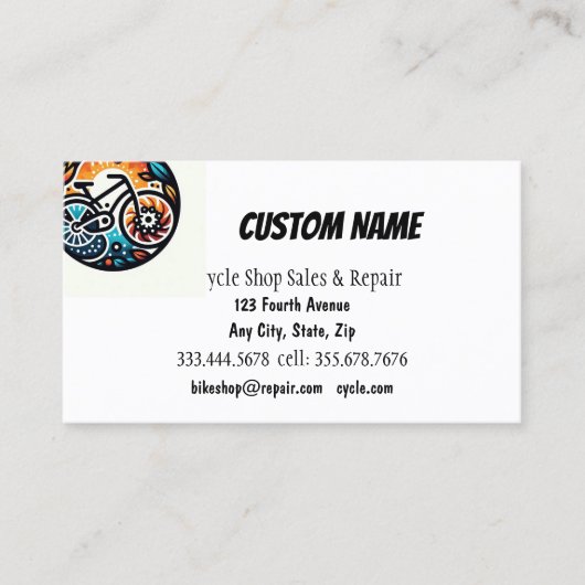 Fietsfietswinkel Verkoop & Reparatie Visitekaartje (Voorkant)