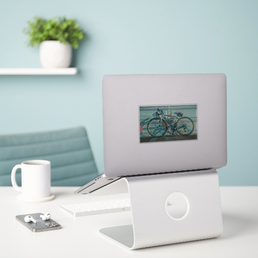 Fietsgeschenken voor vader sticker (Laptop op bureau)