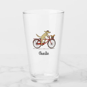 Fietshond en eekhoorn grillige dierlijke kunst glas
