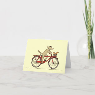 Fietshond met eekhoornvriend - Leuk dier kunst Bedankkaart