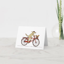 Fietshond met Squirrel Friend - Fun Animal Art Bedankkaart