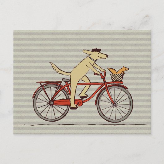 Fietshond met Squirrel Friend - Fun Animal Art Briefkaart (Voorkant)