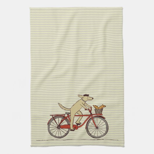 Fietshond met Squirrel Friend - Fun Animal Art Theedoek (Verticaal)