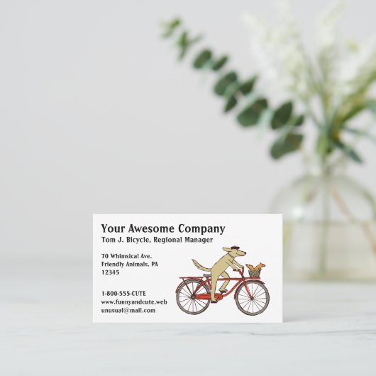 Fietshond met Squirrel Friend - Whimsical Art Visitekaartje (Staand voorkant)
