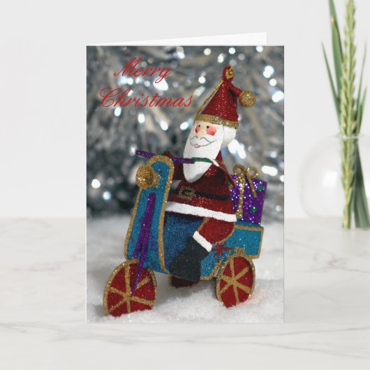 Fietskerstman Feestdagen Kaart (Voorkant)