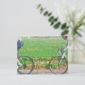 Fietskunst, 2 cycli en groene achtergrond briefkaart (Staand voorkant)