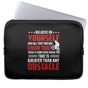 Fietskunst gelooft in jezelf laptop sleeve
