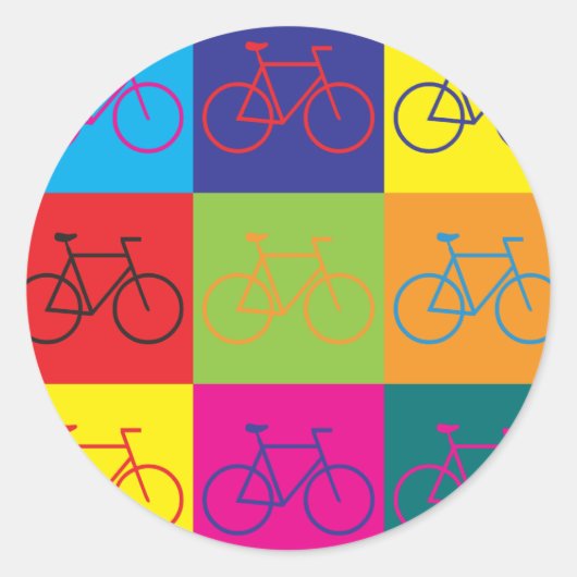 Fietskunst Pop Ronde Sticker (Voorkant)