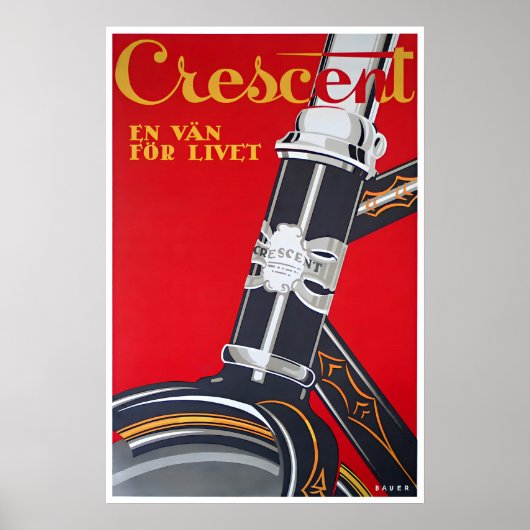 Fietskunst Zweeds Fietsposter Crescent Bicycle Poster (Voorkant)