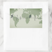 Fietsleven, wereldreiziger rechthoekige sticker (Tas)