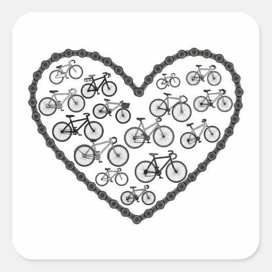 Fietsliefde Vierkante Sticker (Voorkant)