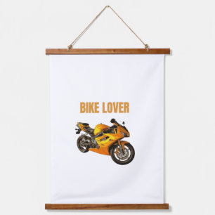 Fietsliefhebber Motorfiets T-shirt Sportieve mot Hangend Wandkleed