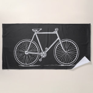 Fietslijn Art Zwart Wit Minimalist Strandlaken
