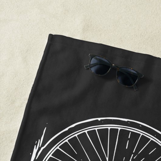  Fietslijn Art Zwart Wit Minimalist Strandlaken (In situ)