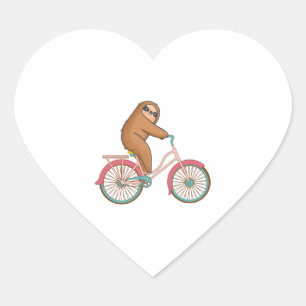 Fietsluiaard - een Schattigee luiaard rijden op ee Hart Sticker
