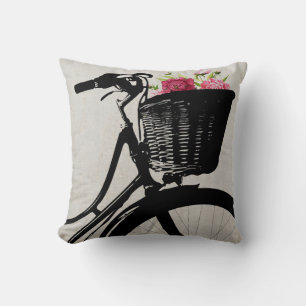 Fietsmandje met Sierkussen met peonies