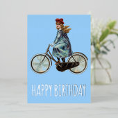  fietsmeisje - Birthday Folie Feestdagenkaart (Staand Voorkant)