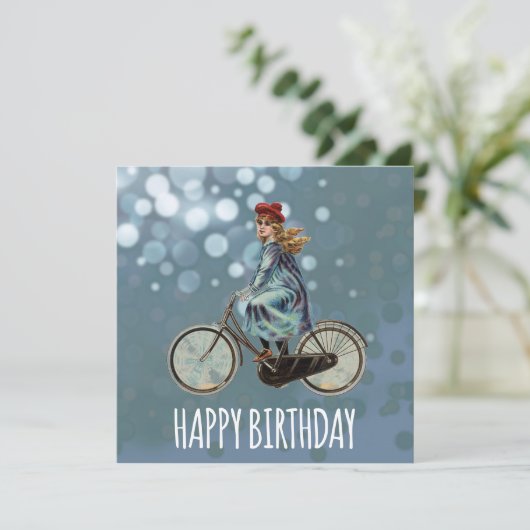  fietsmeisje - Birthday Kaart (Staand voorkant)