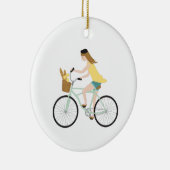 fietsmeisje keramisch ornament (Rechts)