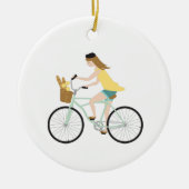 fietsmeisje keramisch ornament (Voorkant)